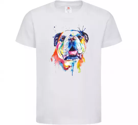Детская футболка Акварельний бульдог Белый фото