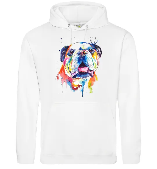Чоловіча толстовка (худі) Акварельний бульдог Білий фото
