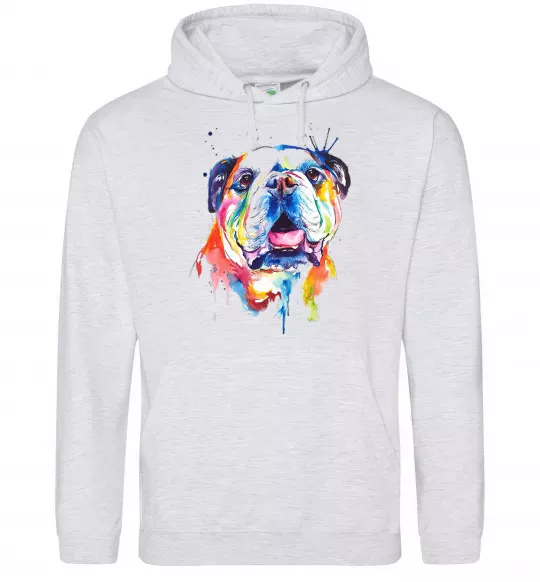 Чоловіча толстовка (худі) Акварельний бульдог Сірий меланж фото
