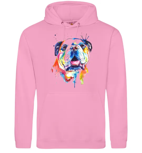 Жіноча толстовка (худі) Акварельний бульдог Рожевий фото