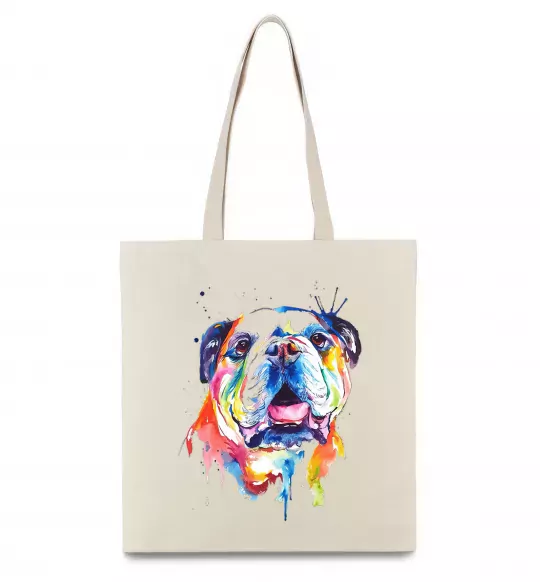 Еко-сумка Акварельний бульдог Бежевий фото
