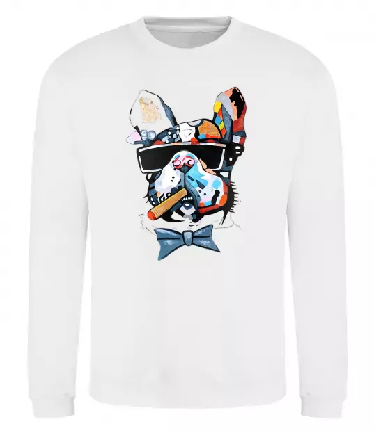 Світшот Бульдог з цигаркою Білий фото