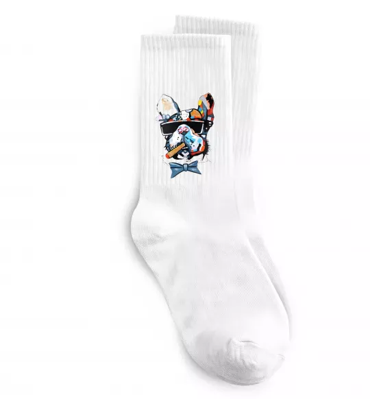 Носки Бульдог з цигаркою Белый фото
