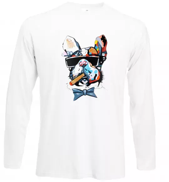 Лонгслив Бульдог з цигаркою Белый фото