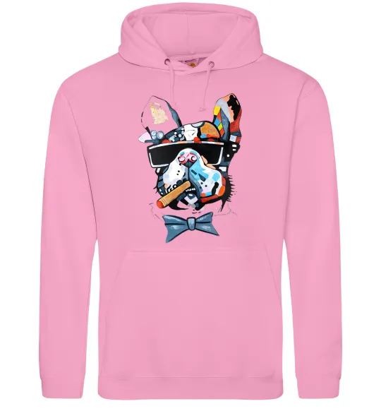 Жіноча толстовка (худі) Бульдог з цигаркою Рожевий фото