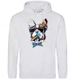 Женская толстовка (худи) Frenchie mom Серый меланж фото