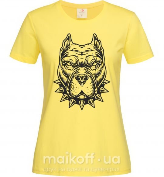 Женская футболка Бульдог в ошейнике Лимонный фото