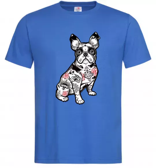 Мужская футболка Бульдог в тату Ярко-синий фото