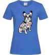Женская футболка Бульдог в тату Ярко-синий фото