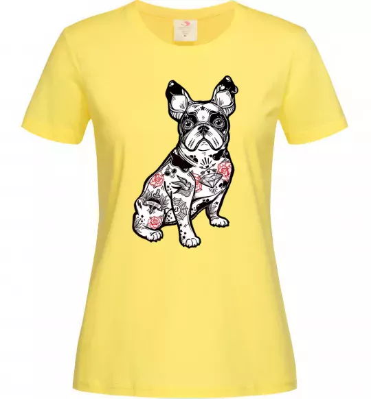 Женская футболка Бульдог в тату Лимонный фото