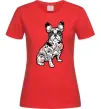 Женская футболка Бульдог в тату Красный фото