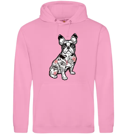 Жіноча толстовка (худі) Бульдог в тату Рожевий фото