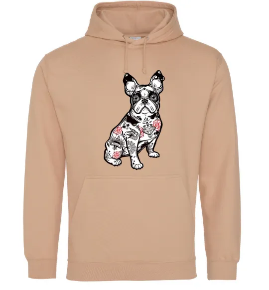 Жіноча толстовка (худі) Бульдог в тату Пісочний фото
