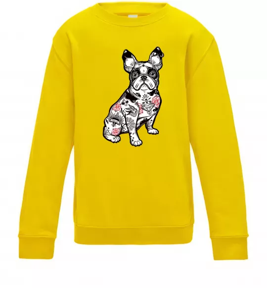Детский Свитшот Бульдог в тату Солнечно желтый фото
