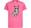 Детская футболка Бульдог в тату Ярко-розовый фото