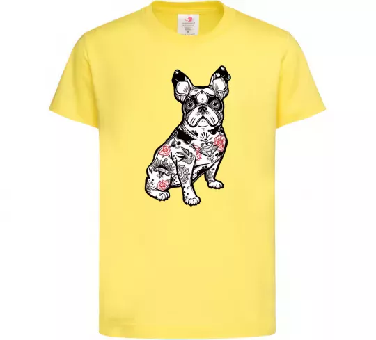 Детская футболка Бульдог в тату Лимонный фото
