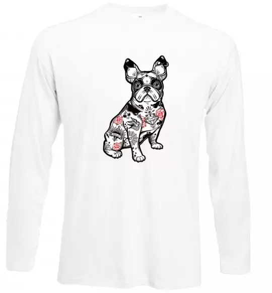 Лонгслив Бульдог в тату Белый фото