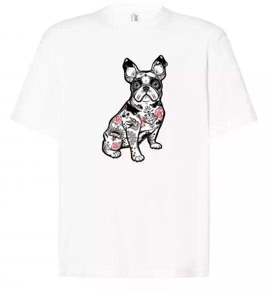 Футболка Оверсайз Бульдог в тату Белый фото