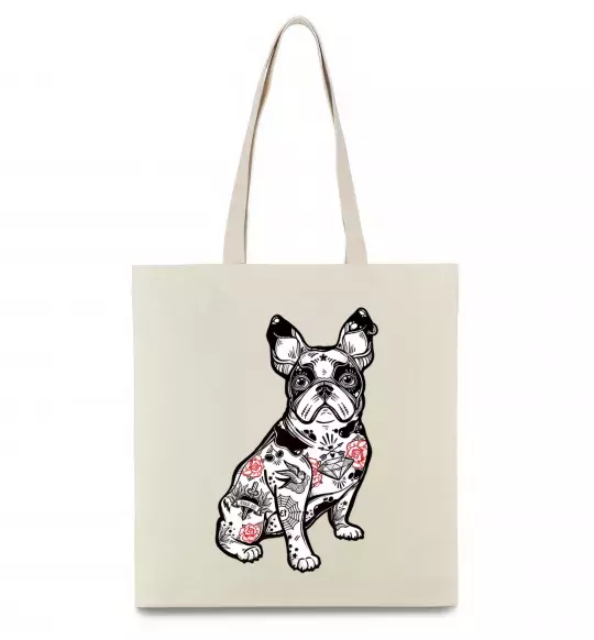 Еко-сумка Бульдог в тату Бежевий фото