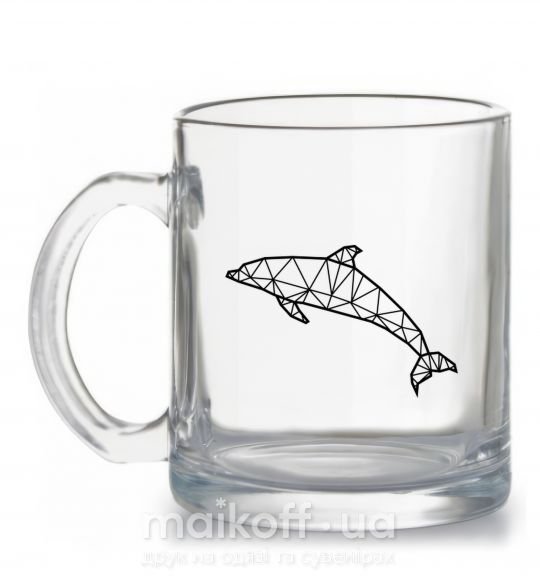 Чашка скляна Dolphin lineart Прозорий фото