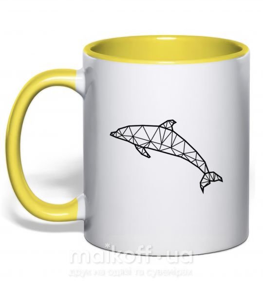 Чашка з кольоровою ручкою Dolphin lineart Сонячно жовтий фото
