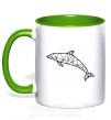 Чашка з кольоровою ручкою Dolphin lineart Зелений фото