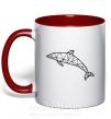 Чашка с цветной ручкой Dolphin lineart Красный фото