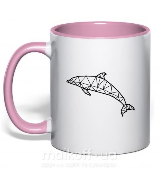 Чашка з кольоровою ручкою Dolphin lineart Ніжно рожевий фото