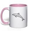 Чашка з кольоровою ручкою Dolphin lineart Ніжно рожевий фото