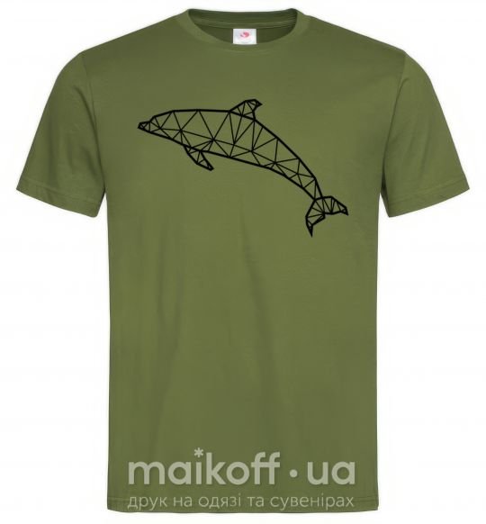 Чоловіча футболка Dolphin lineart Оливковий фото