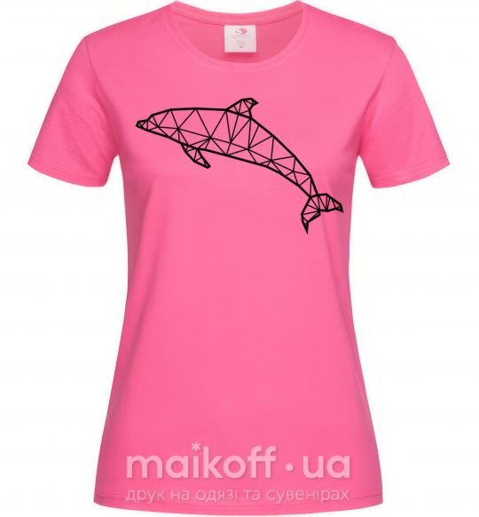 Жіноча футболка Dolphin lineart Яскраво-рожевий фото