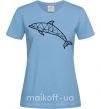 Женская футболка Dolphin lineart Голубой фото