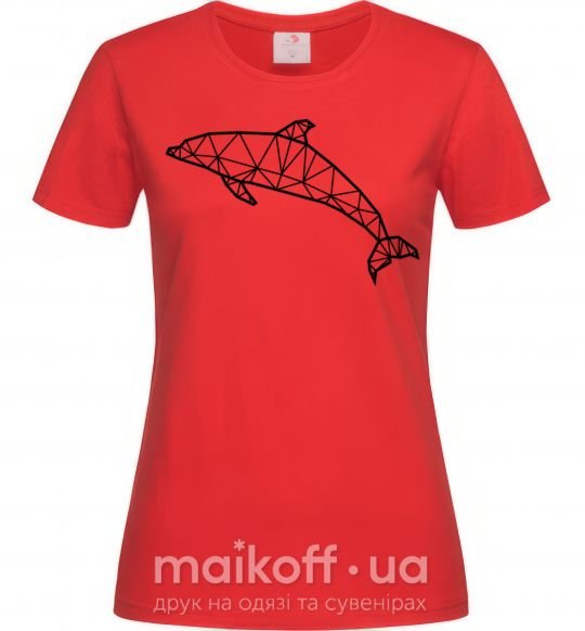 Женская футболка Dolphin lineart Красный фото