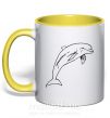 Чашка з кольоровою ручкою Happy dolphin Сонячно жовтий фото