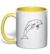 Чашка с цветной ручкой Happy dolphin Солнечно желтый Чашка с цветной ручкой Happy dolphin Солнечно желтый фото
