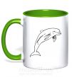 Чашка з кольоровою ручкою Happy dolphin Зелений фото