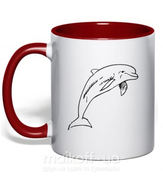 Чашка з кольоровою ручкою Happy dolphin Червоний фото