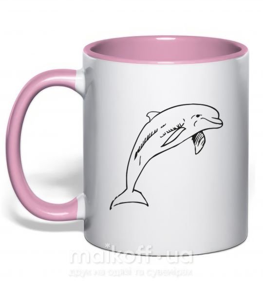 Чашка з кольоровою ручкою Happy dolphin Ніжно рожевий фото