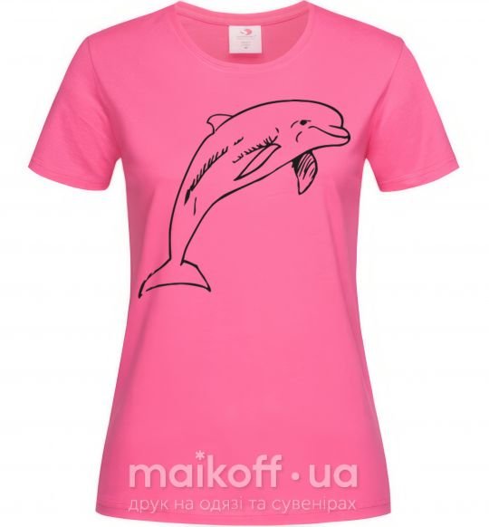 Женская футболка Happy dolphin Ярко-розовый фото