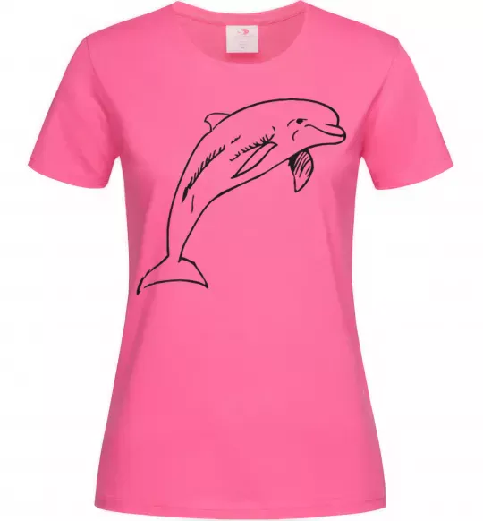 Жіноча футболка Happy dolphin Яскраво-рожевий фото