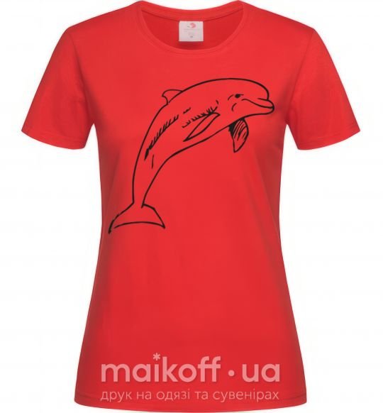 Женская футболка Happy dolphin Красный фото