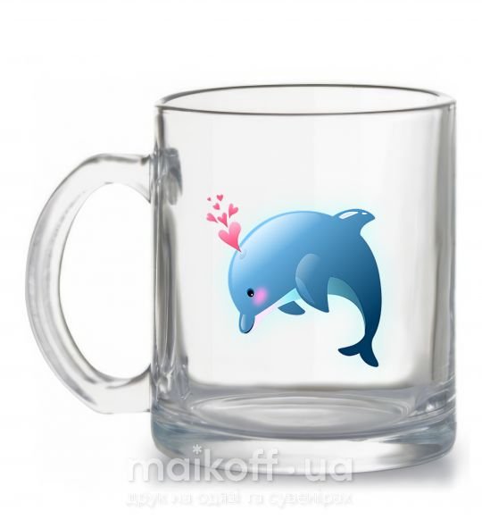 Чашка скляна Dolphin love Прозорий фото