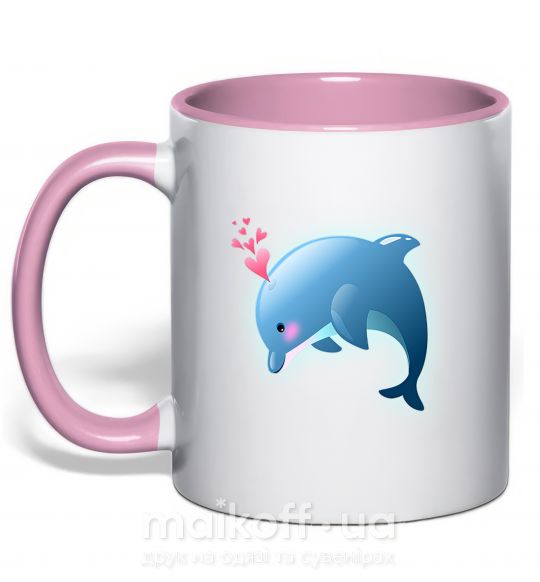 Чашка с цветной ручкой Dolphin love Нежно розовый фото