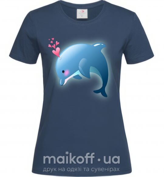 Жіноча футболка Dolphin love Темно-синій фото