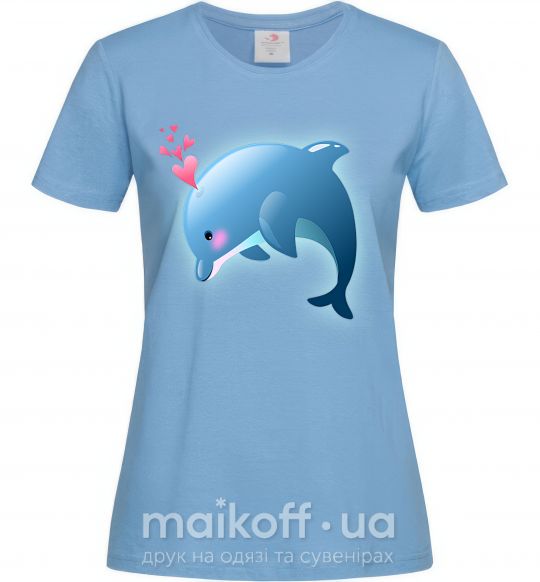 Жіноча футболка Dolphin love Блакитний фото