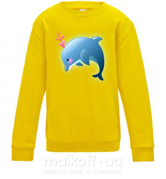 Детский Свитшот Dolphin love Солнечно желтый фото