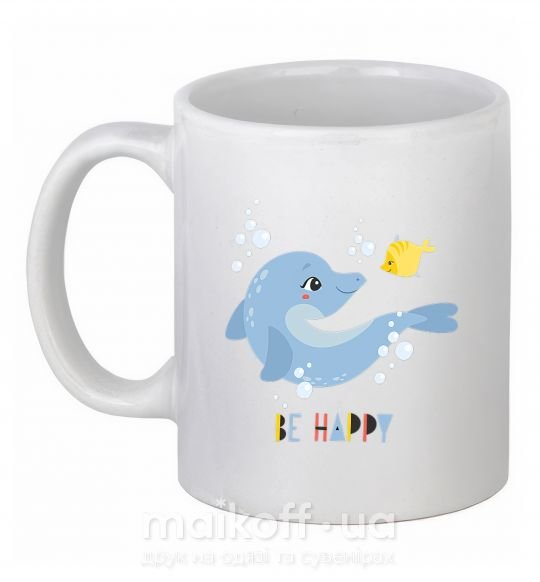 Чашка керамічна Happy dolphin and a fish Білий фото