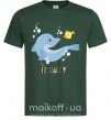 Мужская футболка Happy dolphin and a fish Темно-зеленый фото