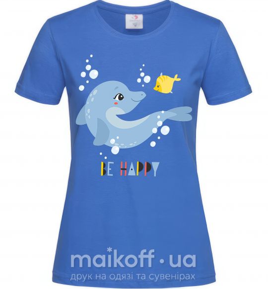 Жіноча футболка Happy dolphin and a fish Яскраво-синій фото