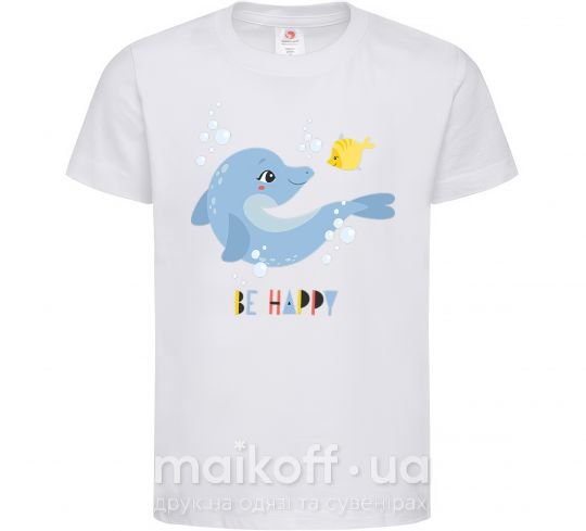 Детская футболка Happy dolphin and a fish Белый фото